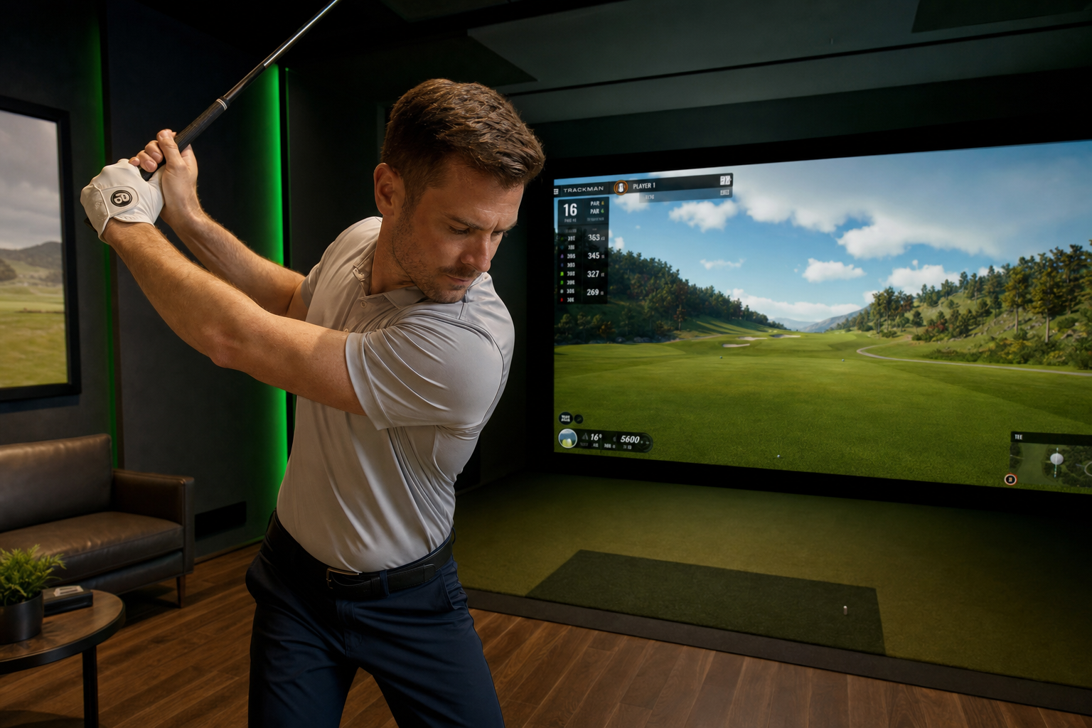 Golf simulator bay